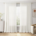 Nanspring Beige White Extra Wide Linen Curtains by Nanspring