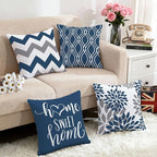 Hexagram Geometric Blue Pillow Covers 20x20 Set of 4, Decorative Outdoor Boho - Image 5