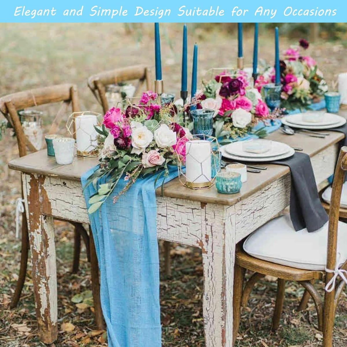 35x120 Inch Baby Blue Cheesecloth Table Runner Baby Shower Birthday Decor