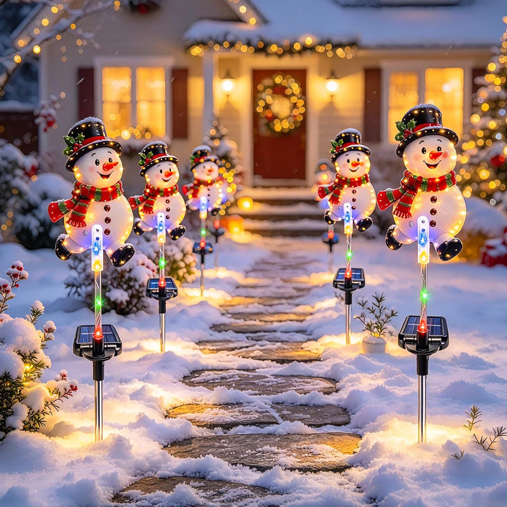 4 Pack Solar Snowman Christmas Decorations Outdoor, Snowman Yard Decor