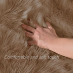 Latepis Brown Beige 2x5 Washable Small Rug Faux Sheepskin Fur Rug Fluffy Shag - Image 4
