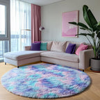 ONASAR Rainbow Round Area Rugs 6ft, Fluffy Soft Bedroom Circle Rug - Image 4