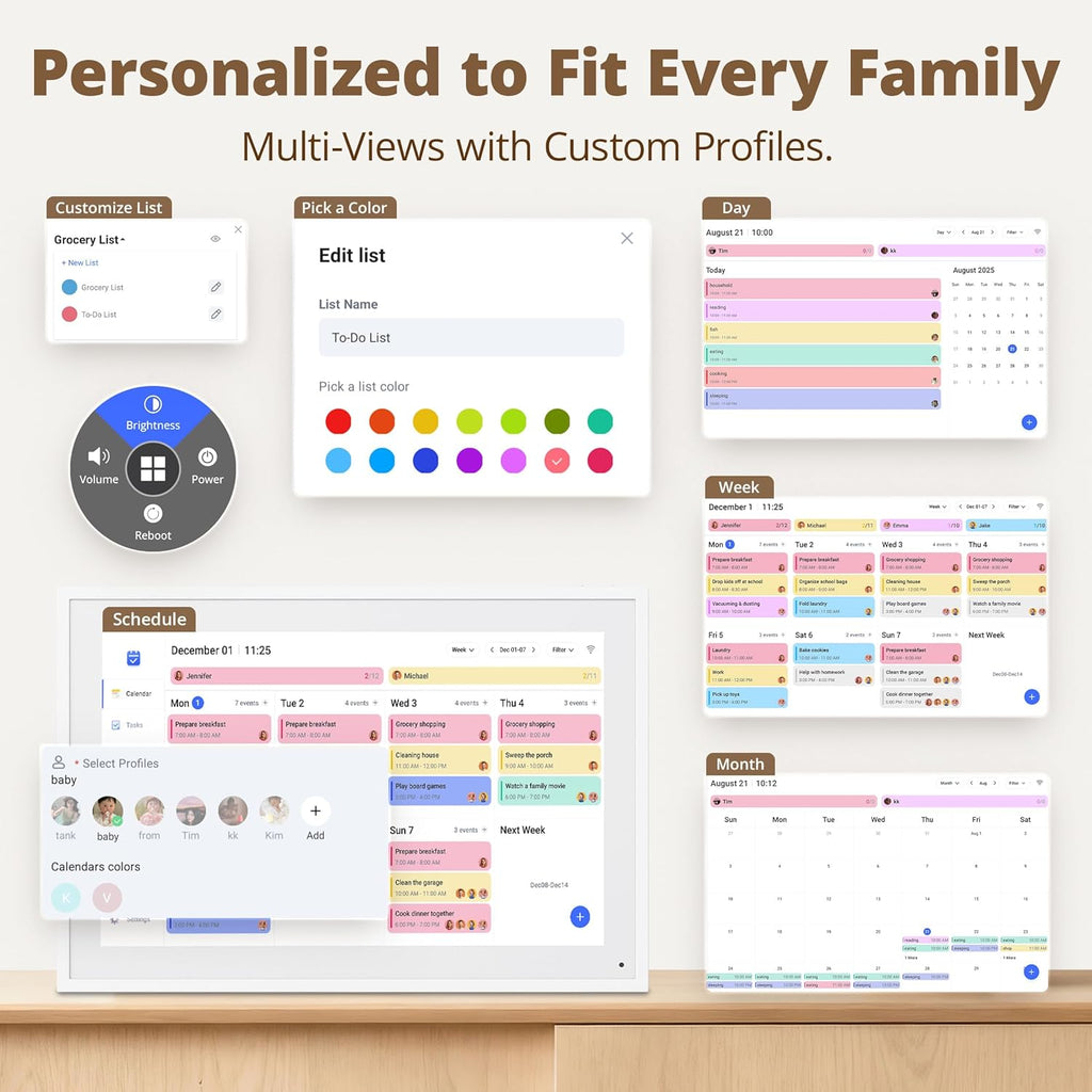 Digital Calendar 10" Touch Screen Smart Family Chore Chart No Subscription