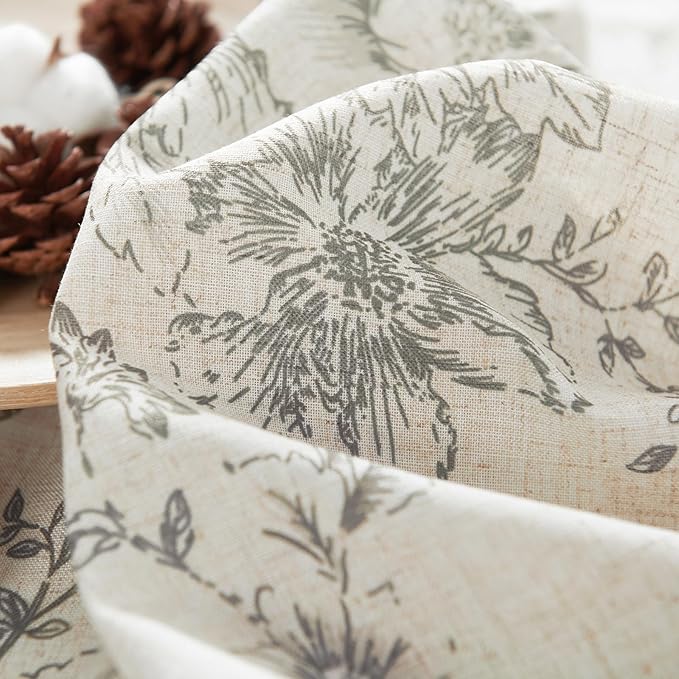 jinchan Lined Linen Blend Curtain Floral Curtains - Image 9
