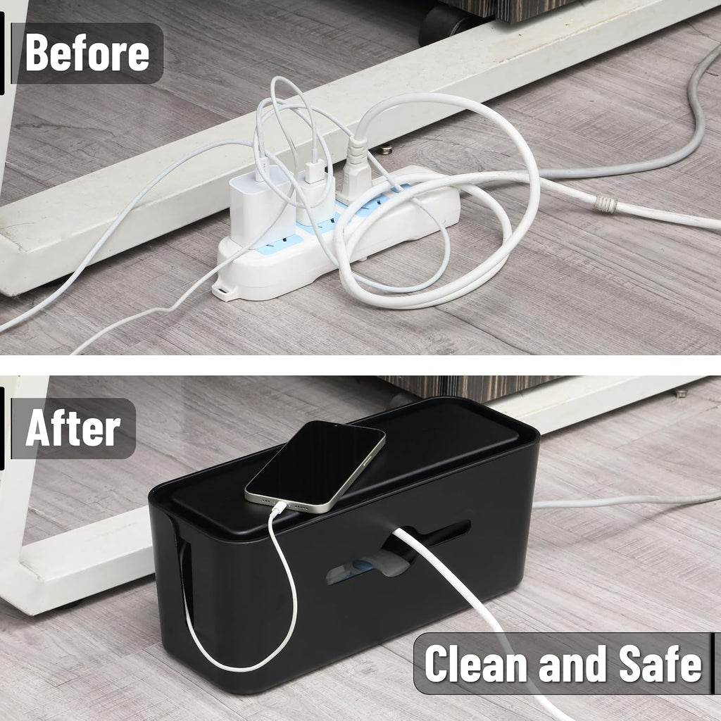 Bates- Cable Management Box, Large, Cable Organizer Box, Cord Organizer Box, Cable Box Organizer, Cord Management Box, Cord Hider Box, Cord Box for Wires on Floor, Power Strip Cover Box Baby Proof