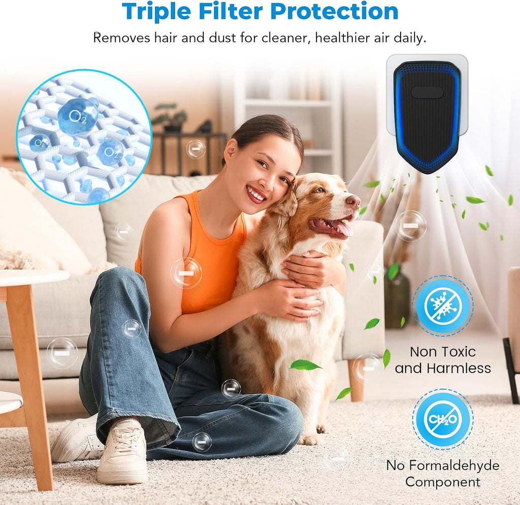 Plug In Negative Ion Air Purifiers Air Ionizers Quiet Air Freshener for Home Bedroom Office Basement - Portable Mini Air Cleaner Odor, Smoke, Dust, Pet Smell