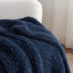 Bedsure GentleSoft Fluffy Navy Blue Throw Blanket - Image 4