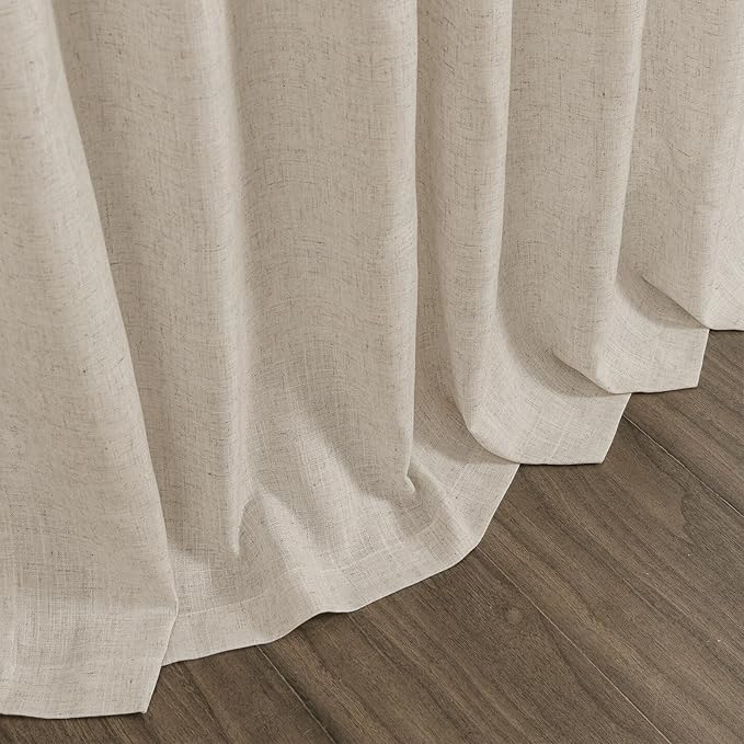 Boho Linen 112 Inch Curtains for Living Room Light Filtering Semi Sheer Curtain - Image 9