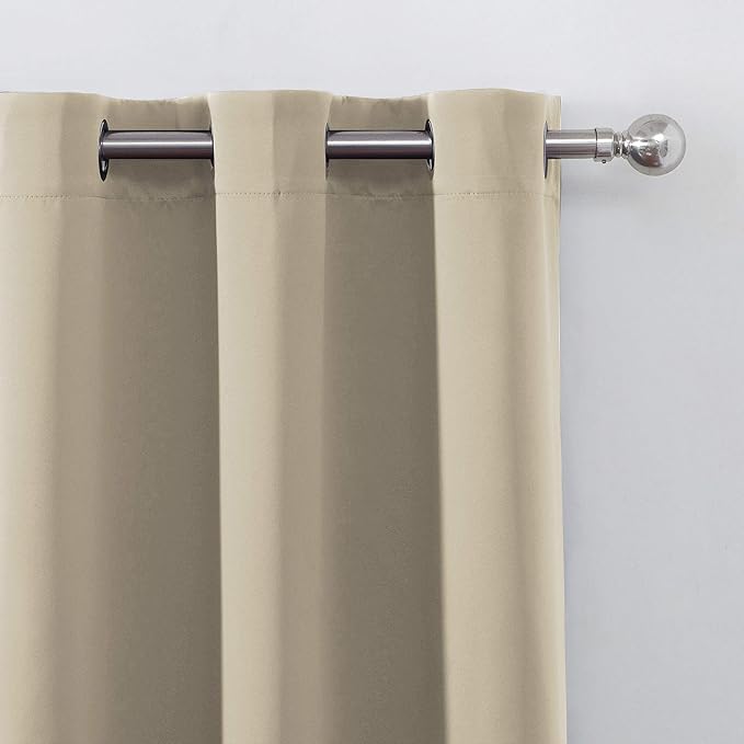 LEMOMO Blackout Curtains 42 x 95 inch/Beige Curtains Set of 2 Panels/Thermal - Image 7