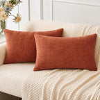 MIULEE Pack of 2 Couch Throw Pillow Covers 12x20 Inch Soft Burnt Orange by MIULEE