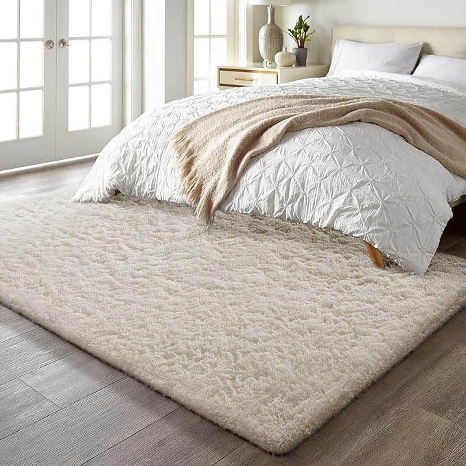 Ophanie 5x7 Area Rugs for Living Room Ivory, Fluffy Shag Large Fuzzy Plush Soft - Image 3