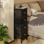 Fixwal Narrow Storage Cabinet, Slim Dresser with 4 Fabric Drawers, Black