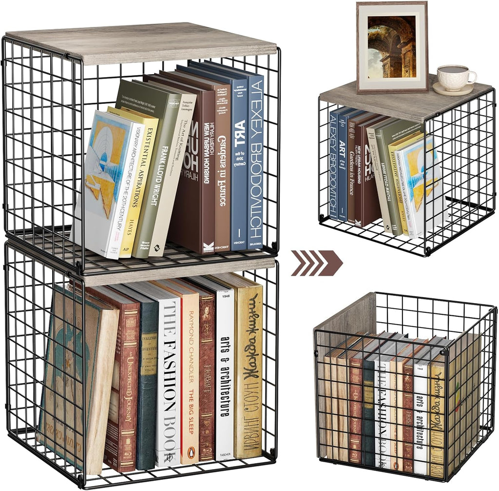 Dmevkic 2 Cube Small Bookcase,Bookshelf for Small Spaces Book Shelf,12.2 x 12.2 x 12.2, DIY Variable Stackable Cube Storage for Living Room,Office,Bedroom