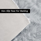 Goolela Grey Round Rug 4ft Fluffy Circle Fuzzy Furry Carpet - Image 4