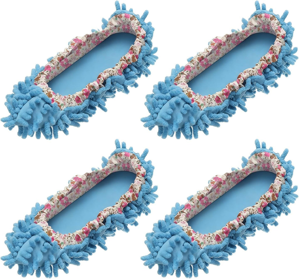uxcell 4Pcs Mop Slippers Mop Socks Microfiber Shoe Covers Washable Pink