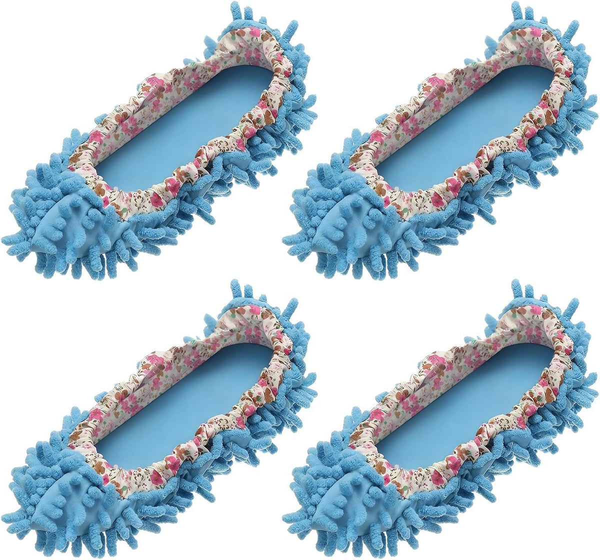 uxcell 4Pcs Mop Slippers Mop Socks Microfiber Shoe Covers Washable Pink