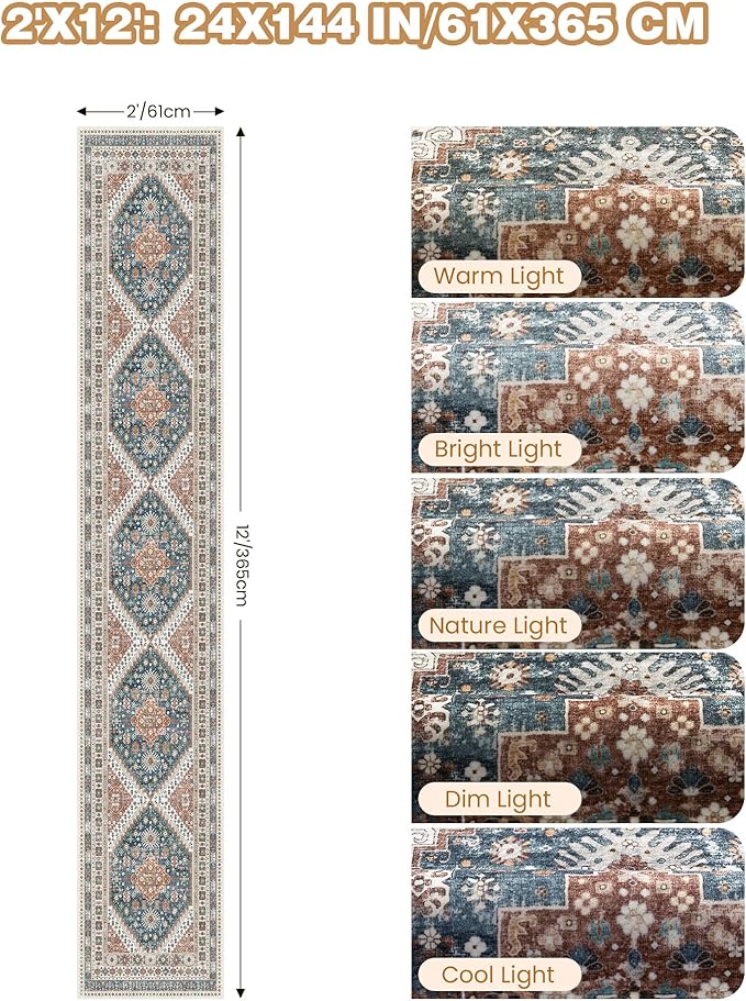 Hallway Runner Rug 2x12, Extra Long Washable Runner Rugs - Image 2