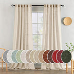 MIULEE Light Taupe Linen Curtains 96 Inches Long 2 Panels by MIULEE