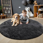 OLANLY Black Round Rugs for Bedroom - Image 2