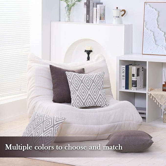 HPUK Decorative Throw Pillow Covers Set of 4 Dark Gray Geometric Design Linen - Image 6