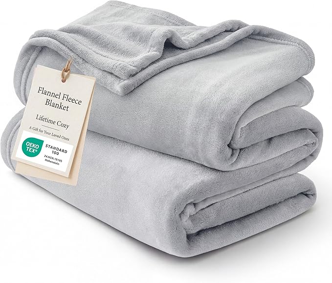 Bedsure GentleSoft Fleece Bed Blankets Full Size Light Grey by BEDSURE