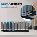 9-Section File Organizer for Desk, Metal File Folder Holder, Black