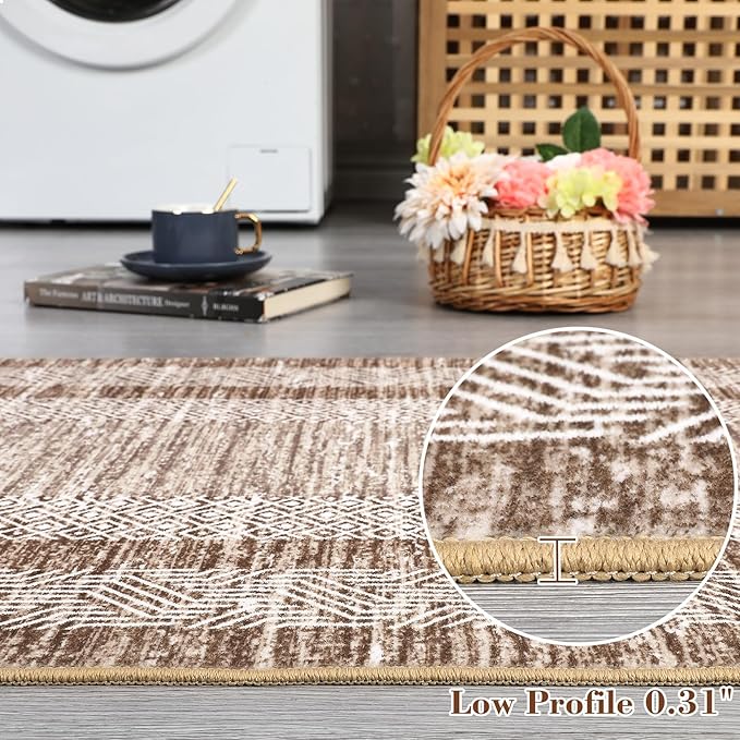 GarveeHome 2.5x8 Modern Bordered Runner Rug Soft Non Slip Washable Floor Carpet - Image 5