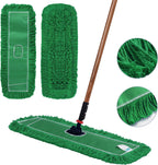 Matthew Cleaning 24'' Industrial Strength Cotton Dust Mop Refill Washable Replacement Heads for Residential & Commercial Use Fit Standard Dust Mop Frames, Hardwood,Concrete Floors Green 12 Pack