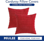 MIULEE Pack of 2 Red Corduroy Decorative Euro Sham Pillow Covers 24x24 Inch - Image 6