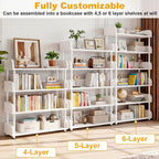 Aheaplus 6-Tier Tall Open Bookshelf, 31.5" Modern Display Bookcase Shelf with Top Edge and Pipe Metal Frame, Industrial Standing Bookshelves Storage Rack Organizer for Living Room, Home Office, White