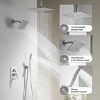 Dasan Brushed Nickel Dual Shower Heads System with Ceiling 12-Inch Rainfall Shower & Wall Mount 6-Inch High Pressure Shower Head, Full Body Dual Shower Head Set