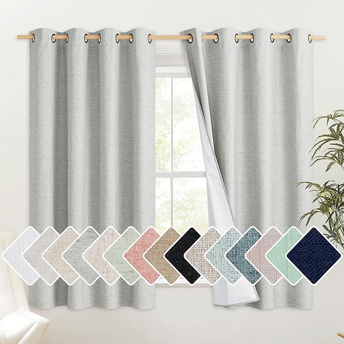 NICETOWN Grey Complete 100% Blackout Curtain Set by NICETOWN