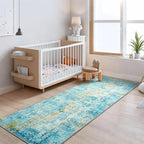 Runner Rug for Kitchen Teal Blue Hallways Runner Rug Non Slip 2'6''x8' Washable - Image 4