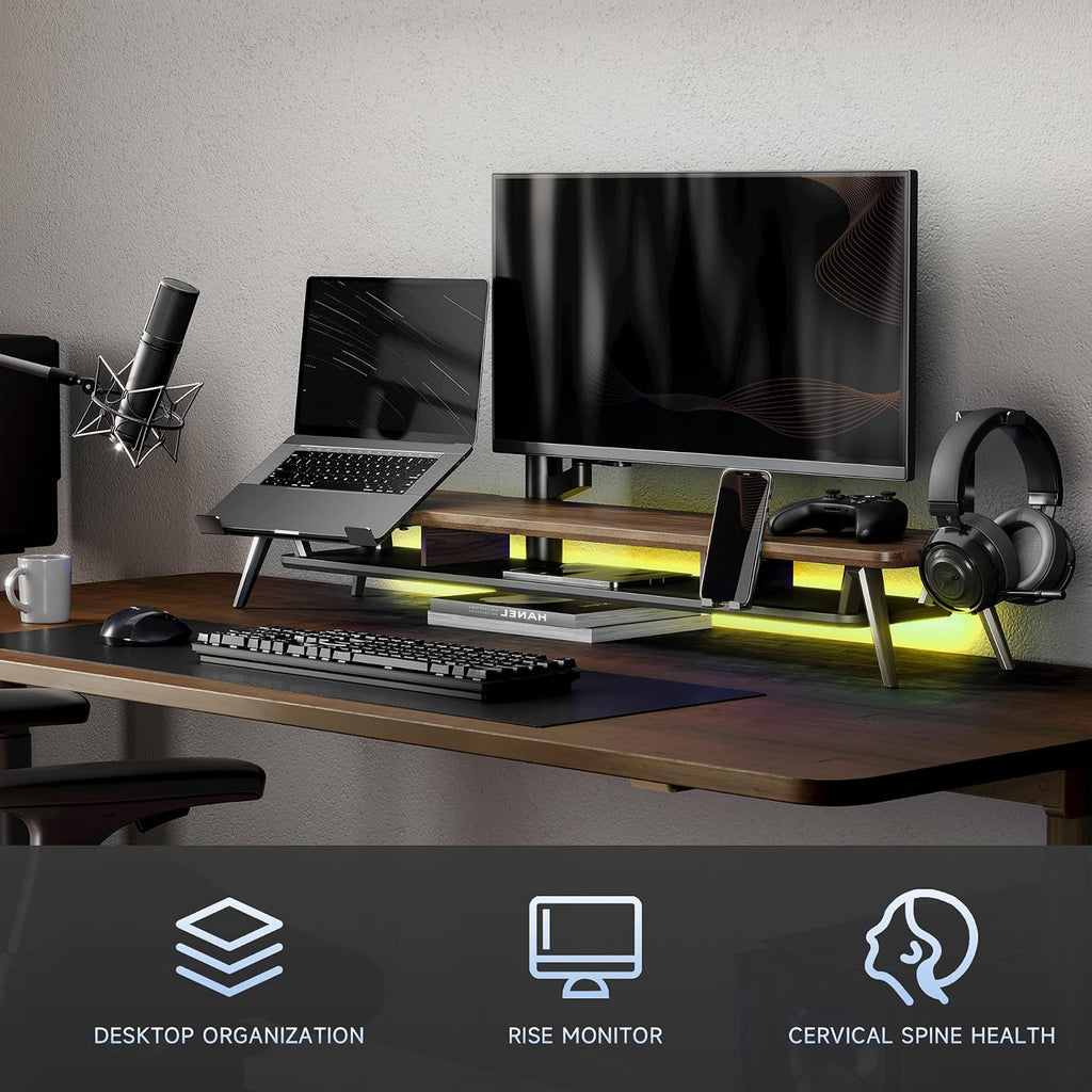 Fenge 42.5-Inch Monitor Stand Riser with Laptop, Phone & Headphone Holders