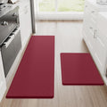 StepRite Kitchen Mats for Floor, 2-Piece Anti-Fatigue Rugs, Burgundy