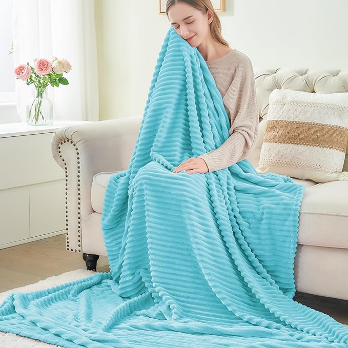 BEDELITE Fleece Throw Blanket for Couch – 3D Ribbed Jacquard Soft and Warm - Image 6