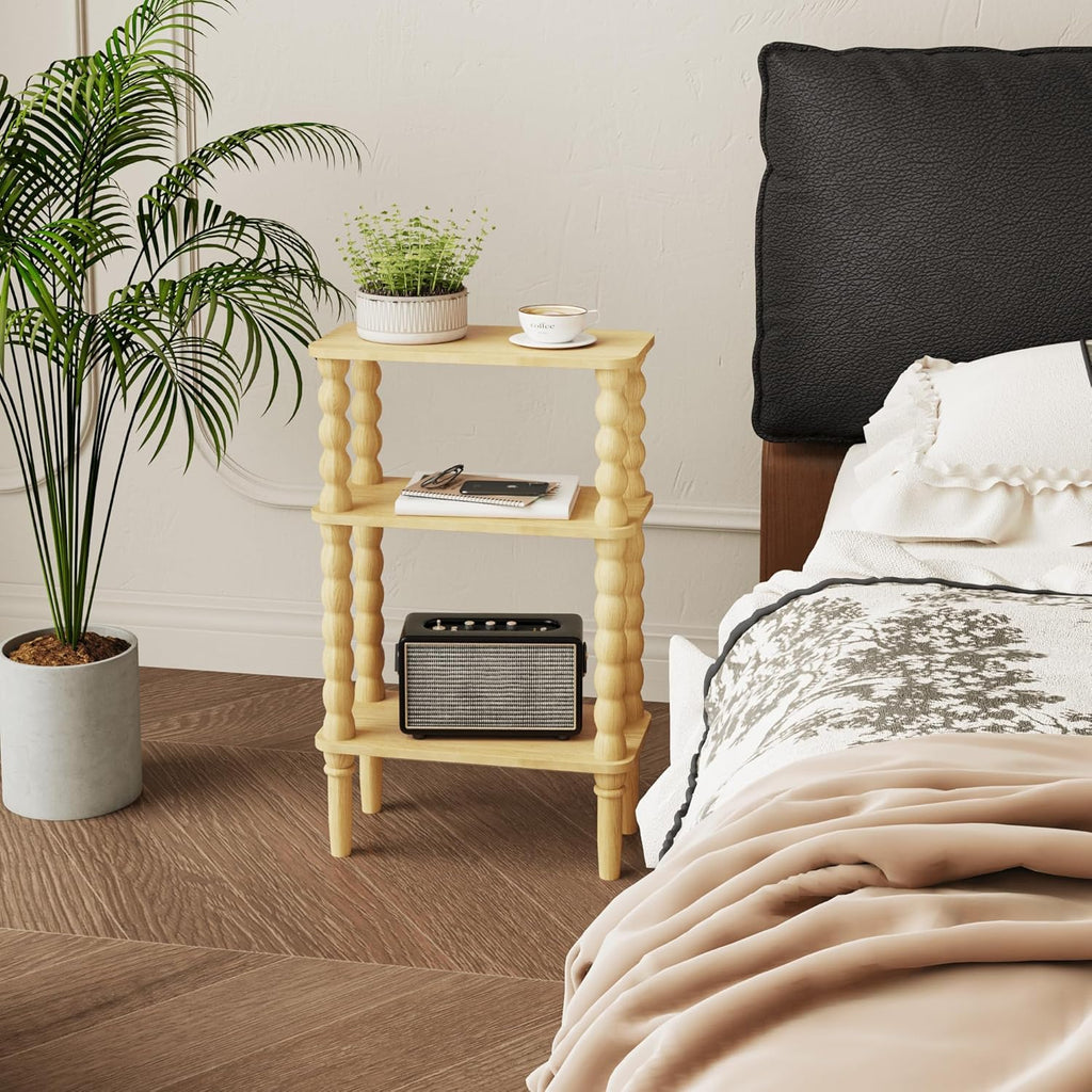 Veegle Narrow Side Table Small End Table for Small Spaces Oak