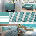 Bathroom Rugs Sets 2 Piece, Non Slip Striped Bath Mats, Aqua Green