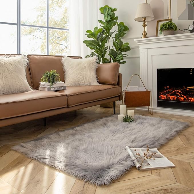 Ashler faux fur rug, Fluffy Shaggy Area Rug Ultra Soft 3 x 5 Feet Rectangle Fur - Image 3