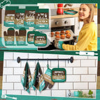 Fourluoo 8 Pcs Teal Green Kitchen Towels Oven Mitts and Pot Holders Sets