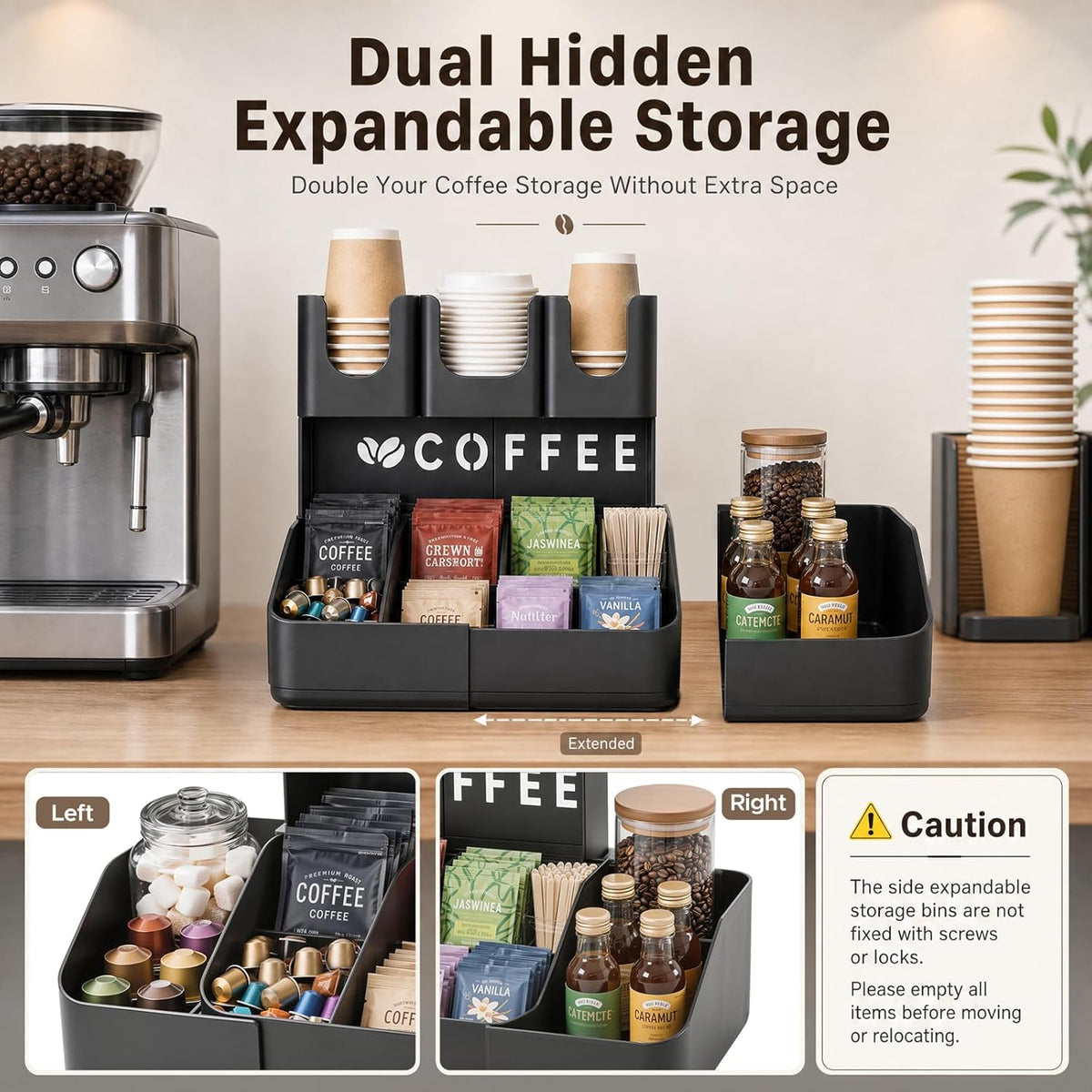 JYPS Double-Deck Coffee Organizer – 11 Large Compartments
