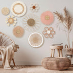 Chunful 9 Pcs Boho Nursery Wall Decor Daisy Flower Basket Decor, Pink Brown