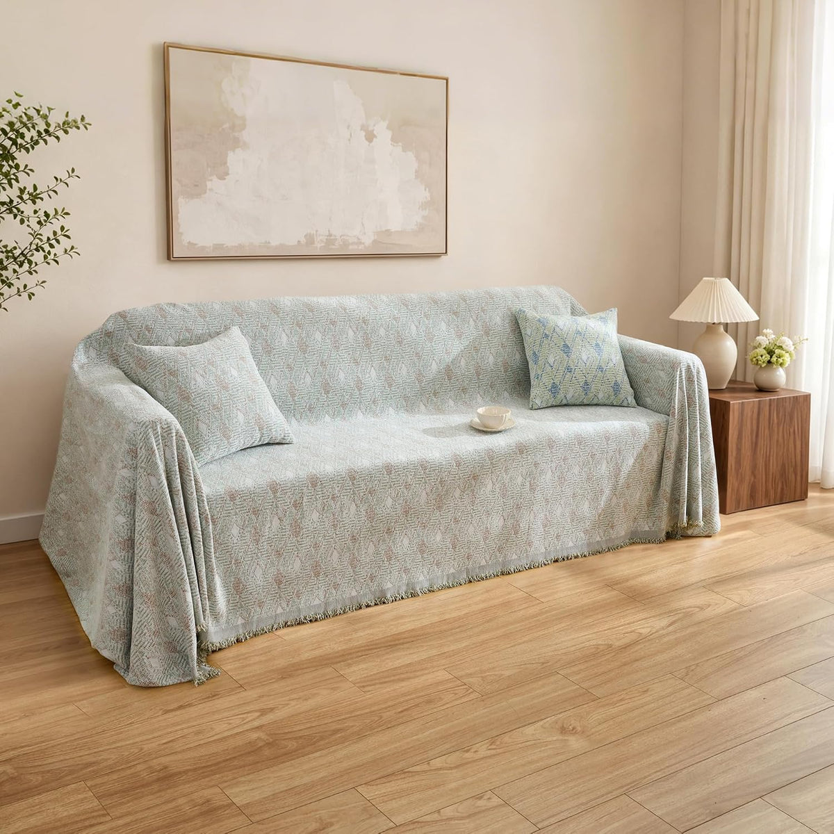 Carriediosa Farmhouse Diamond Pattern Chenille Couch Cover for Sofa 71x118