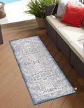 Unique Loom Outdoor Aztec Collection Area Rug - Coba (2' x 6' 1" Runner, Blue/ Ivory)