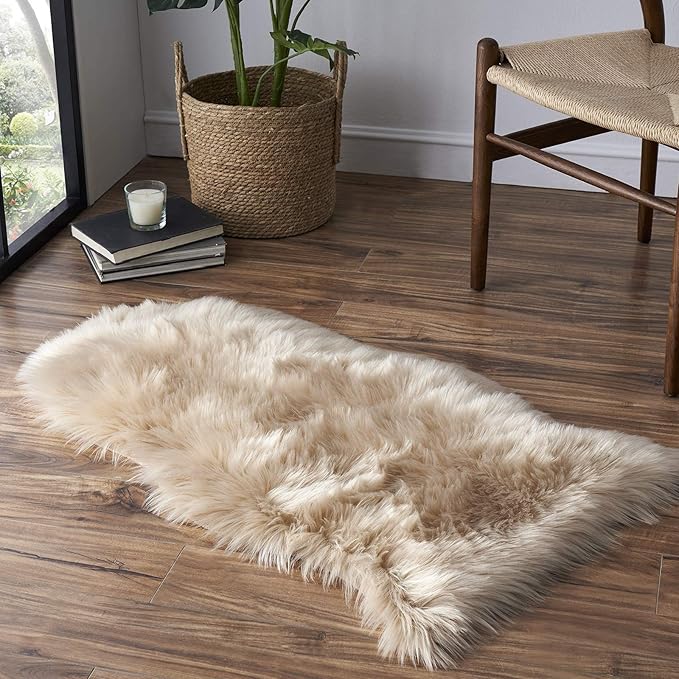 Faux Fur Rug Sofa Chairs Cover, 2X3 Shaggy Furry Rugs by Tangsoo