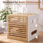 WiFi Router Box Hider with Cable Management, Bamboo, White