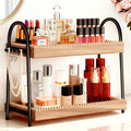 Bathroom Vanity Organizer Countertop 2-Tier Waterproof 20+ Bottles 8 Hooks