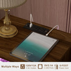 JOONEE Nightstand with Outlet and Led Light, Bedside Table with Storage Drawer, Fluted Side Table for Living Room, Bedroom