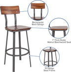 Flash Furniture Wood Restaurant Barstool, Rustic Walnut