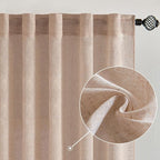 MIULEE Natural Beige Linen Curtains 90 Inch Long 2 Panels - Image 2